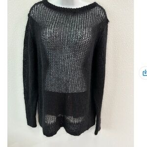 Black Mesh Knit Women's Sweater